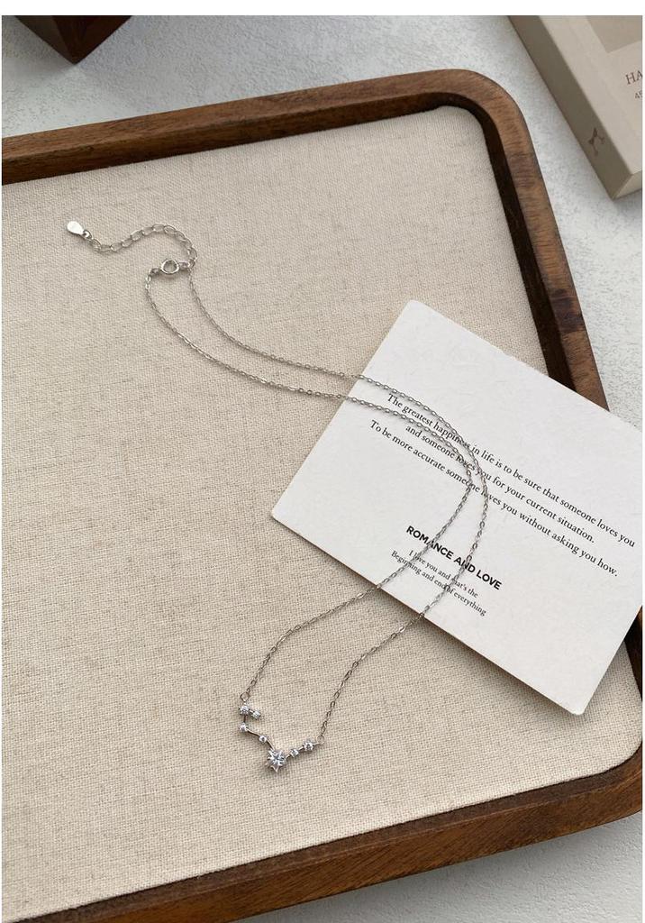 S999 Sterling Silver Big Dipper Necklace for Women - Niche, Light Luxury Design, Elegant Clavicle Chain, Perfect for Valentine's Day Gift.