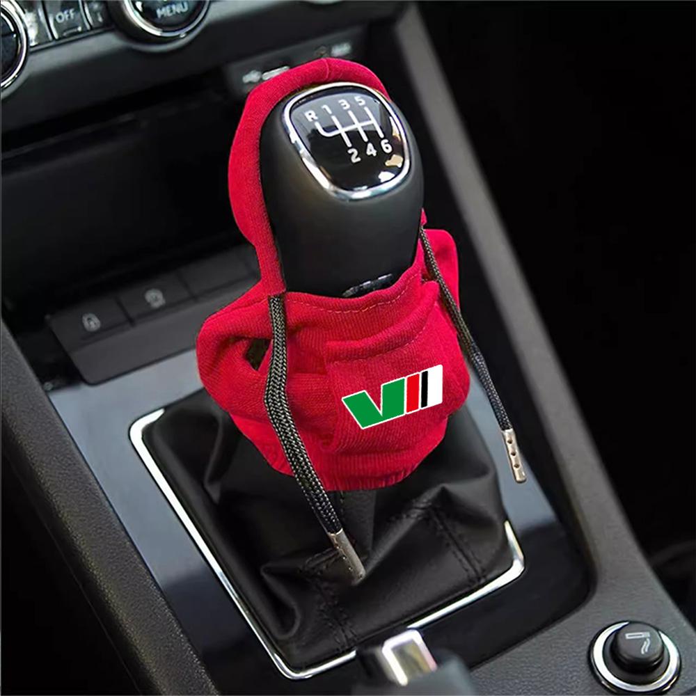 BBIC7 Car Gearbox New Year Xmas Hoodie Car Shift Speed Lever Cover for Skoda S Logo Octavia Fabia 2 Superb 2 Kamiq Kodiaq VRS VII