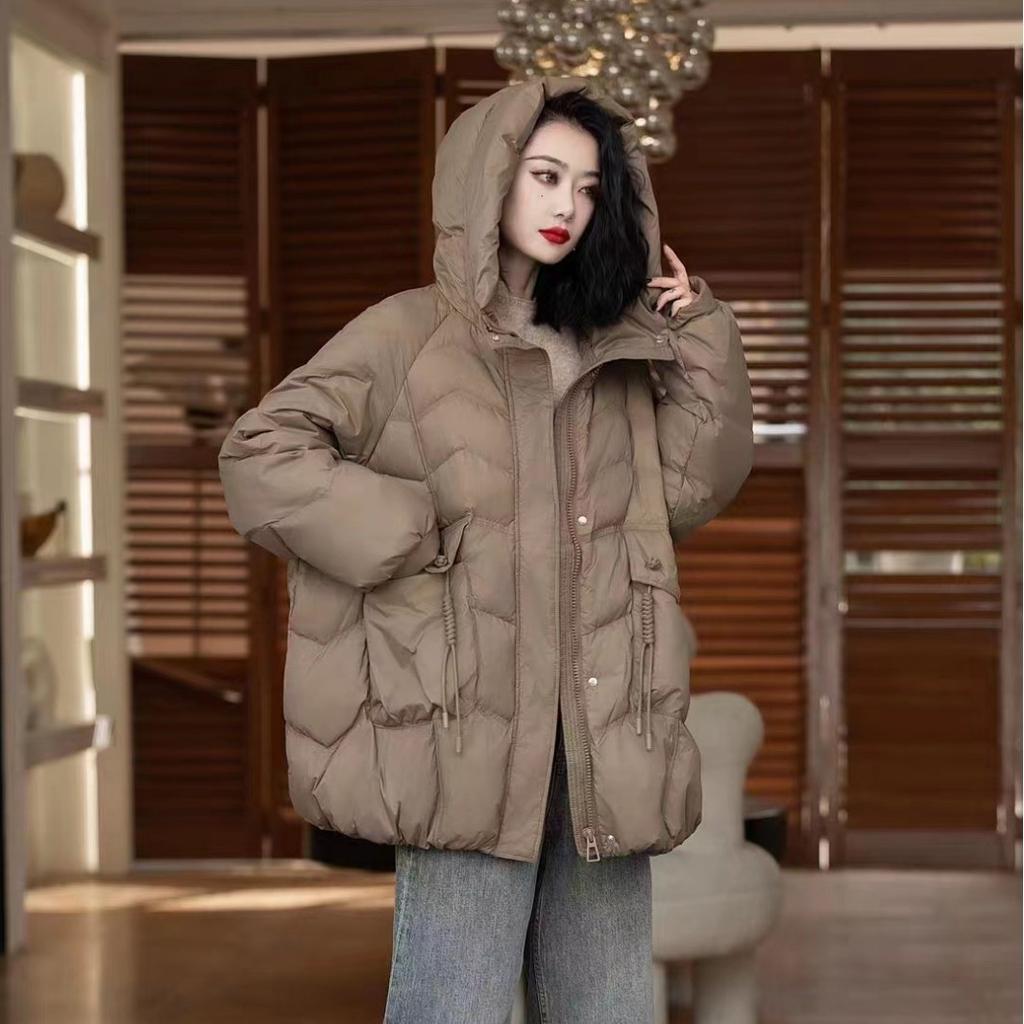 Down Jacket Hooded Autumn Winter Loose Puffer Coat Women Large Size Overcoat Thicken Parkas