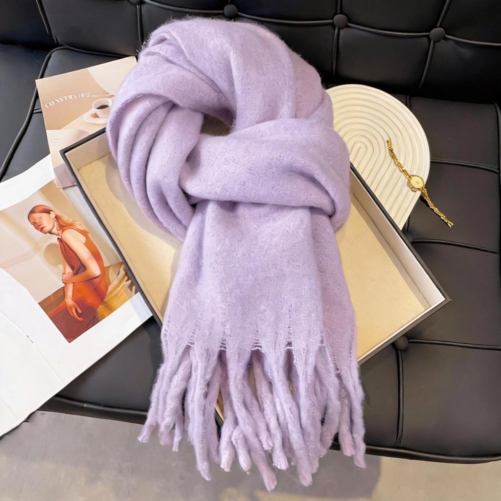 Women's Winter Imitation Cashmere Scarf - White Mohair Shawl Neck Warmer