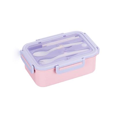 Boîte à Lunch Bento Grande Capacité Design à Grille PP de Qualité Alimentaire Boîte à Lunch Portable pour Maison Bureau École Étudiants Violet Rose
