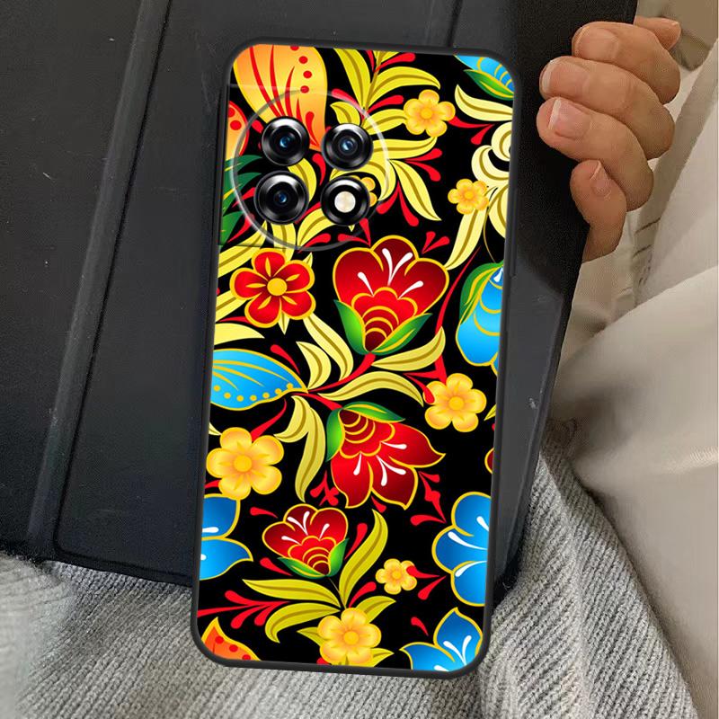 Khokhloma Russian Pattern Flower Case For OnePlus 15 13T 13 12 11 13R 12R 10R 10T 8T OnePlus Nord 5 CE 3 4 Lite N20 N30 Cover