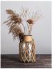 Retro Dried Flower Arrangement Glass Vase with Hemp Rope – Transparent Desktop Ornament for Home Decor