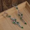 Charm Flower Earrings Vintage copper Color Green Stone Drop Earrings for Women Jewelry