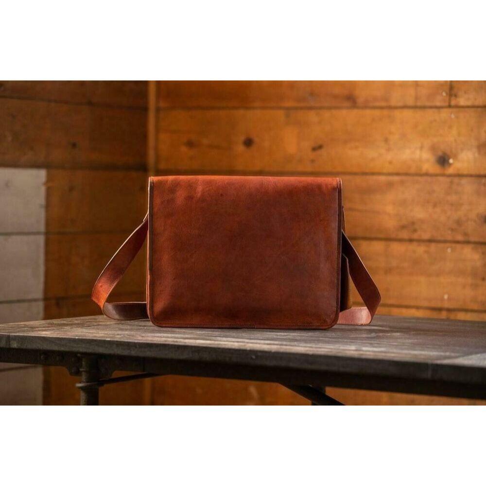 Genuine Vintage Handmade Satchel Messenge Shoulder Goat Leather Bag