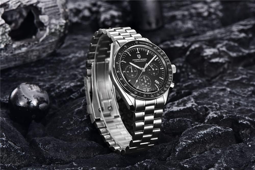 Pagani Design Made In Seiko Quartz Speedmaster Waterproof Stainless Leather Sapphire Business Dress Perfect for and PAGANI DESIGN Men's Watch, Japan,