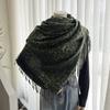 Leopard print scarf women's autumn and winter classic thickened imitation cashmere printed fringed shawl European and American versatile warm scarf