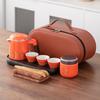 High-end Leather Bag Travel Kung Fu Tea Set Ceramic One Pot Three Four Six Cups Company Commemorative Gift