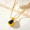 Elegant Stainless Steel Necklace Set Women Geometric Pearl Pendant Gold Plated Lightweight Luxury Jewelry