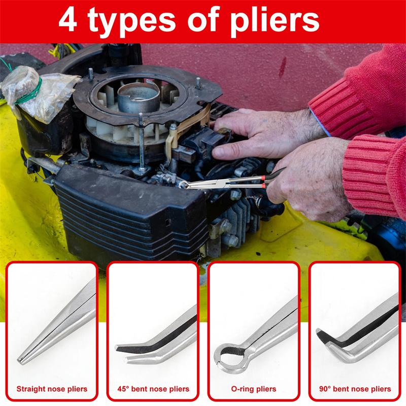 1pc 11-inch High Quality Long Nose Pliers with Curved and Straight Tips - Ideal for Industrial, DIY Applications and Car Repair