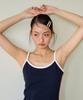 SALON DE YOHN Basic Pique Slip Dress_ Navy