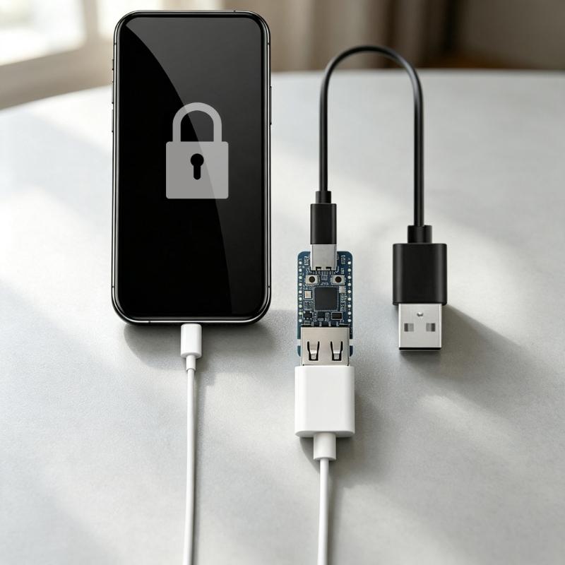 USB Type C Microcontroller Development Board Circuit Card with P2350 Chip, USB-A Extension Port, 15 GPIO Lines, Stated 2 Megabyte Flash and 33 X 17.5