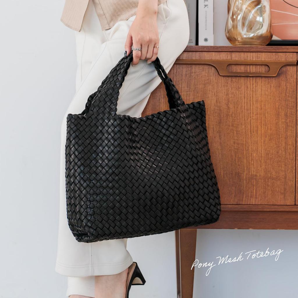 Imai Bag Since 1977 Pony Mesh Big Genuine Horsehide Japanese Respect for the Aged Day 33548 - Tote, Leather, Leather, Women's, Gift, (Black)