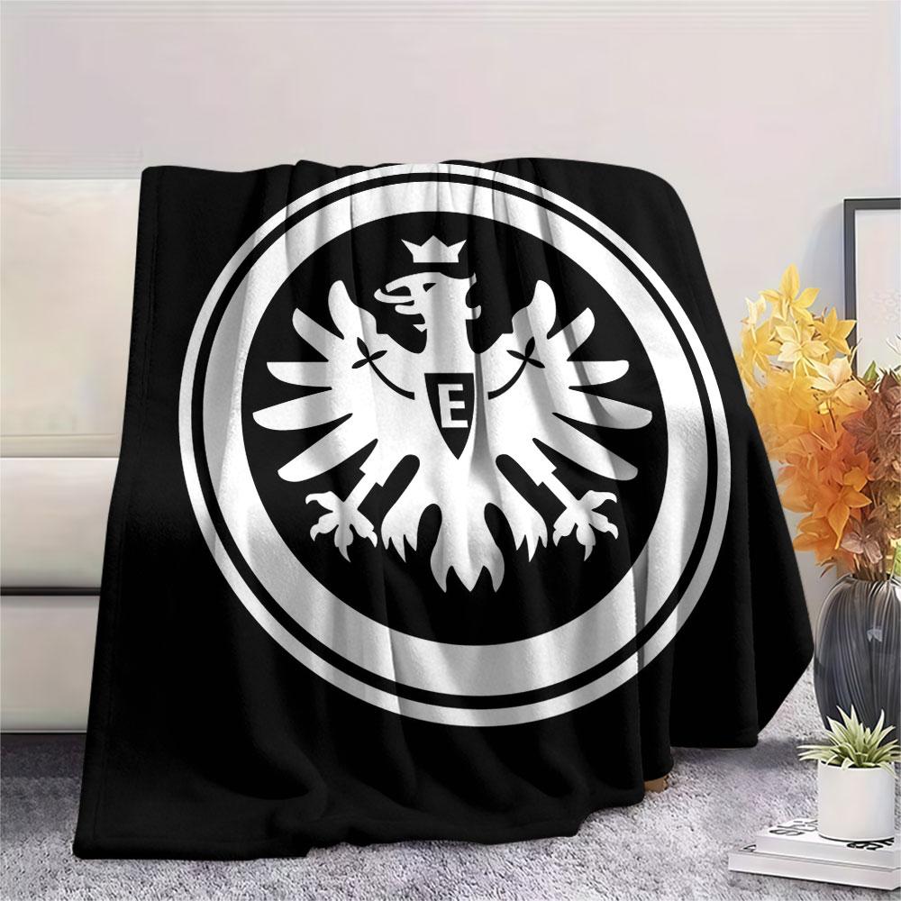Coperta in Flanella Stampata Eintracht Frankfurt FC, morbida coperta per camera da letto divano, lavabile, merchandising tifosi di calcio, ottimo regalo.