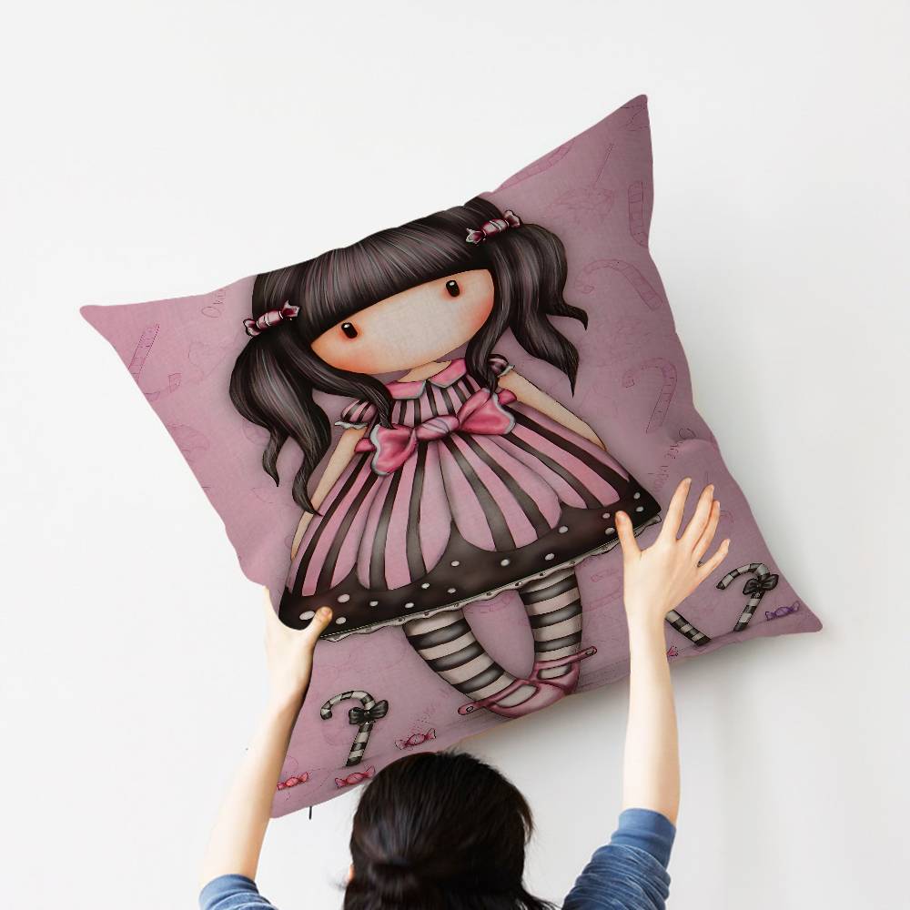 Cute Girls SSantoro Gorjuss Cushion Cover Car Throw Pillow Case For Sofa Car Christmas Gift 40x40cm 45x45cm