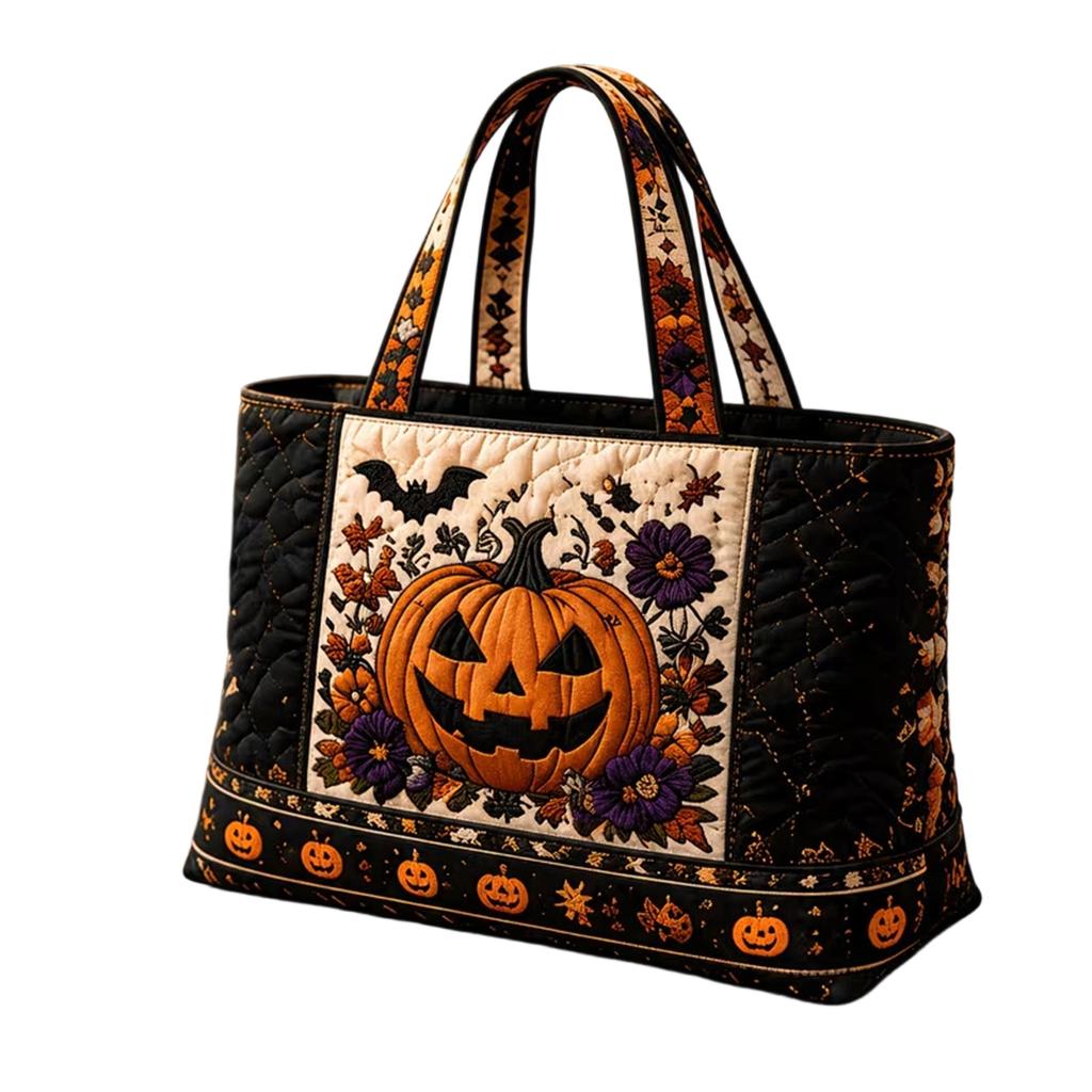 Halloween-Tasche mit Digitaldruck und gesteppter Stickerei, lässige Handtasche für den täglichen Gebrauch und zur Aufbewahrung