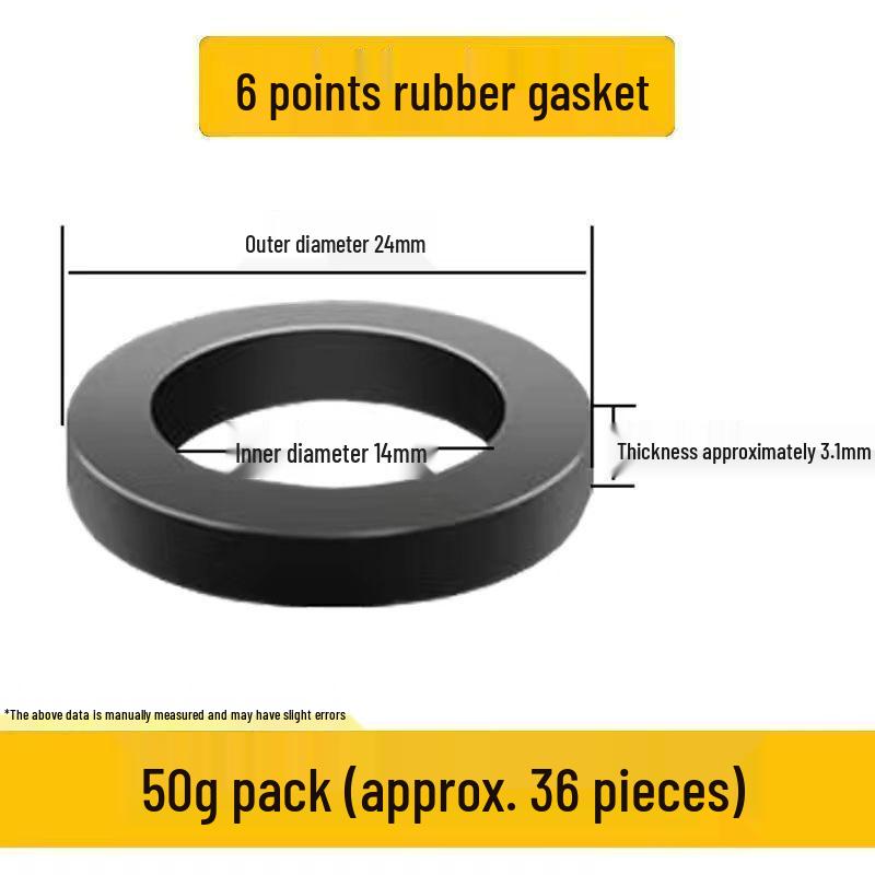 4-Point Black Rubber Gasket with 6-Point Sealing Ring and Silicone Shower Inlet Hose Waterproof Pad