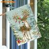 2D Flat, 2D Flat,1pcs, Winter Christmas with Cute Elk and Red Berries (2) - Flagdouble-sided Garden Flag Courtyard Decoration, Outdoor Decoration, Law