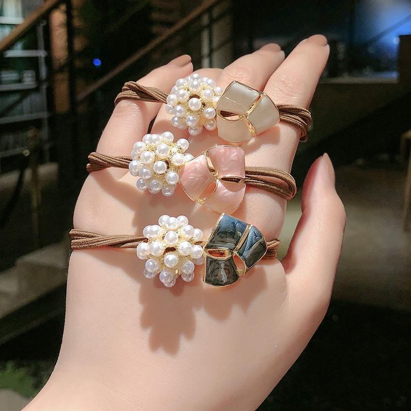 Korean Pearl Hair Accessories: Simple Hair Ties & Fragrant Style Rubber Bands for Women