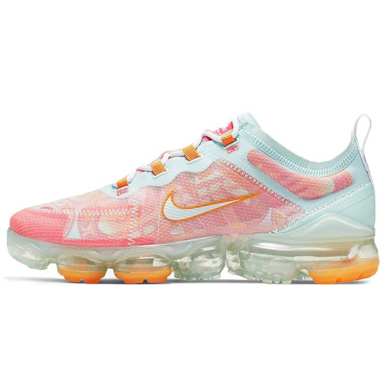 Nike VaporMax 2019 Résistantes à l'abrasion Basses Chaussures de Running Femme Rose Bleu CD7096-300