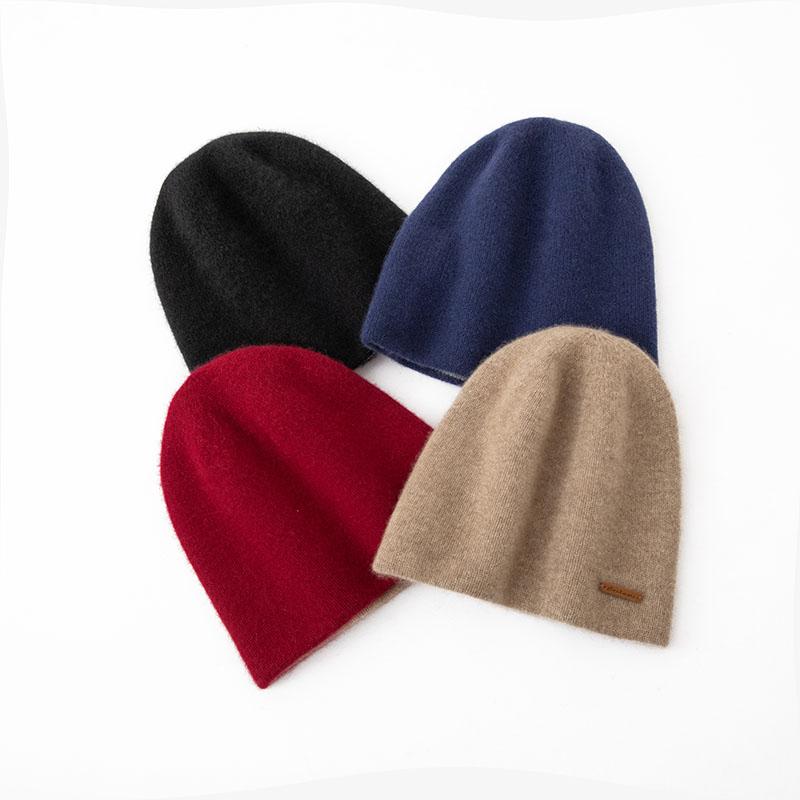 Damen 100% Reiner Kaschmir Beanie Mütze Slouchy Stil Doppellagig Gestrickt Winter Warm Weich Skullies Mütze Kaltes Wetter Accessoire