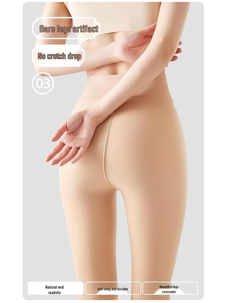 Damen Wasserglanz Fleecegefütterte Strumpfhose - Bare-Leg-Effekt, Übergröße, Frühling/Herbst-Bekleidung