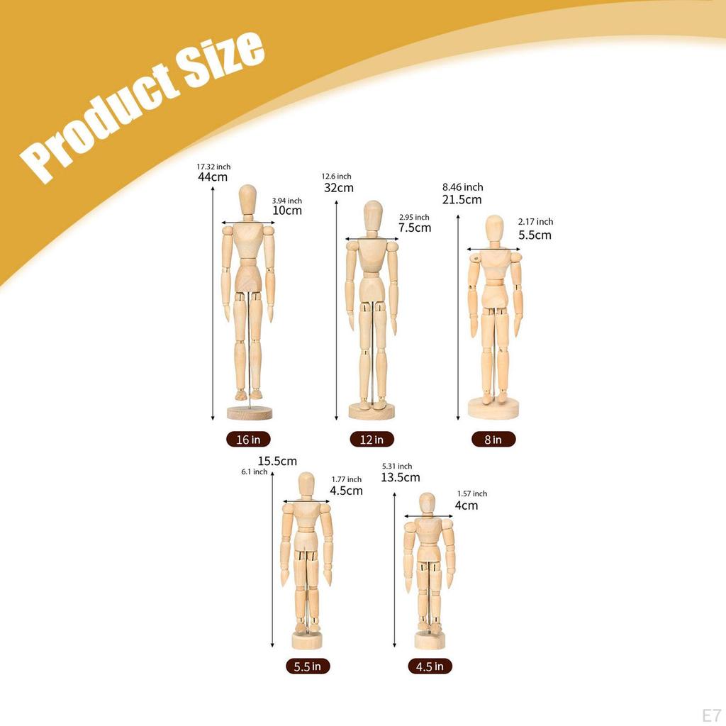 Künstler Holzmannequin Bewegliche Ornament Animator Illustratoren Flexibler Körper 13,5cmx4cm