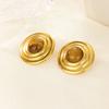 Vintage Round Stone Star Star Earrings For Women Gold Color Stainless Steel Earrings Luxury Jewelry National Tribe Gift