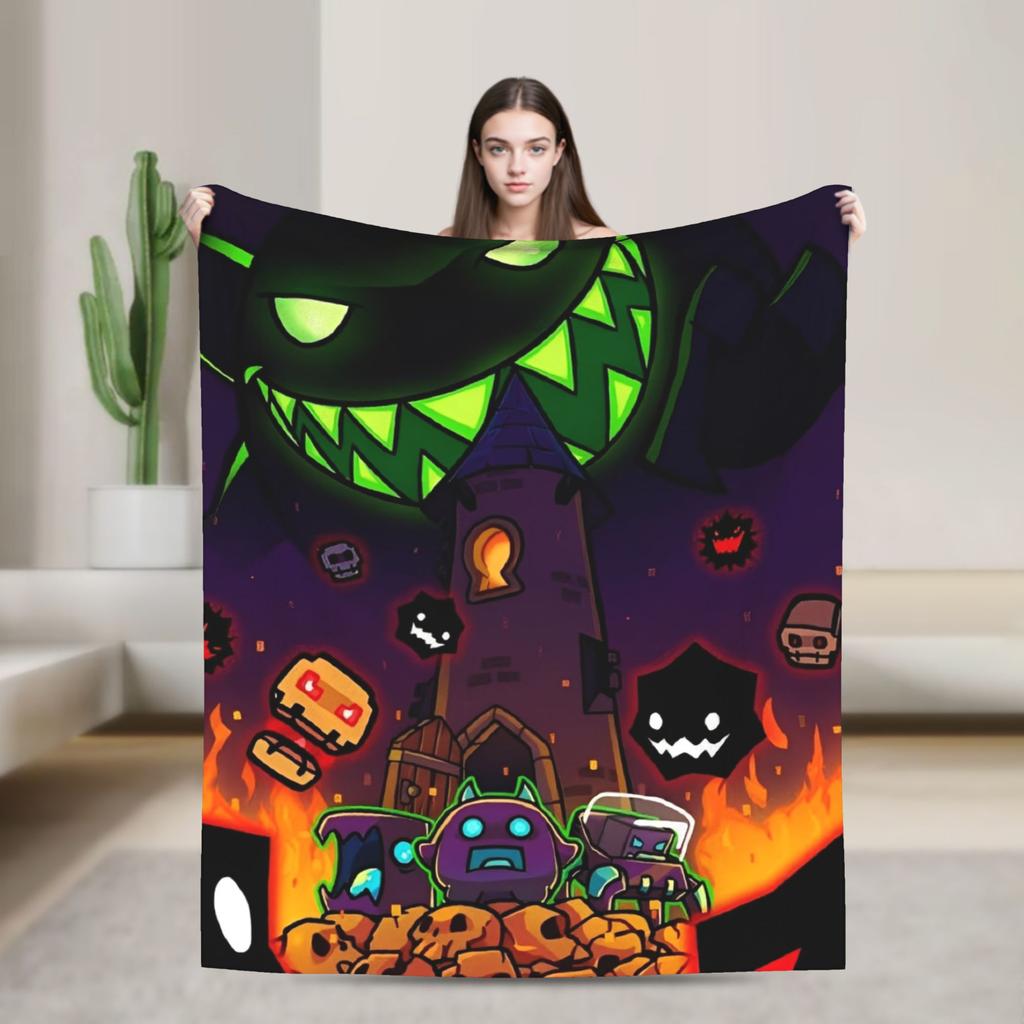 Geometry Gaming Dashed Flannel Blanket  Soft Warm Throw Blanket for Living Room Travel Office Novelty Bedspread Sofa Bed Cover