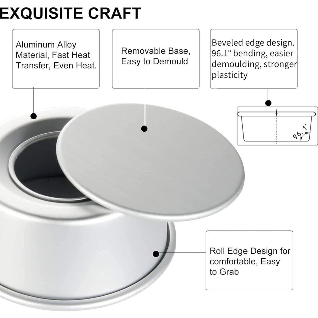 4inch-10inch Non-Stick Aluminum Round Cake Pan with Removable Bottom for Wedding/Birthday/Christmas Cake Baking Round Cake Tin
