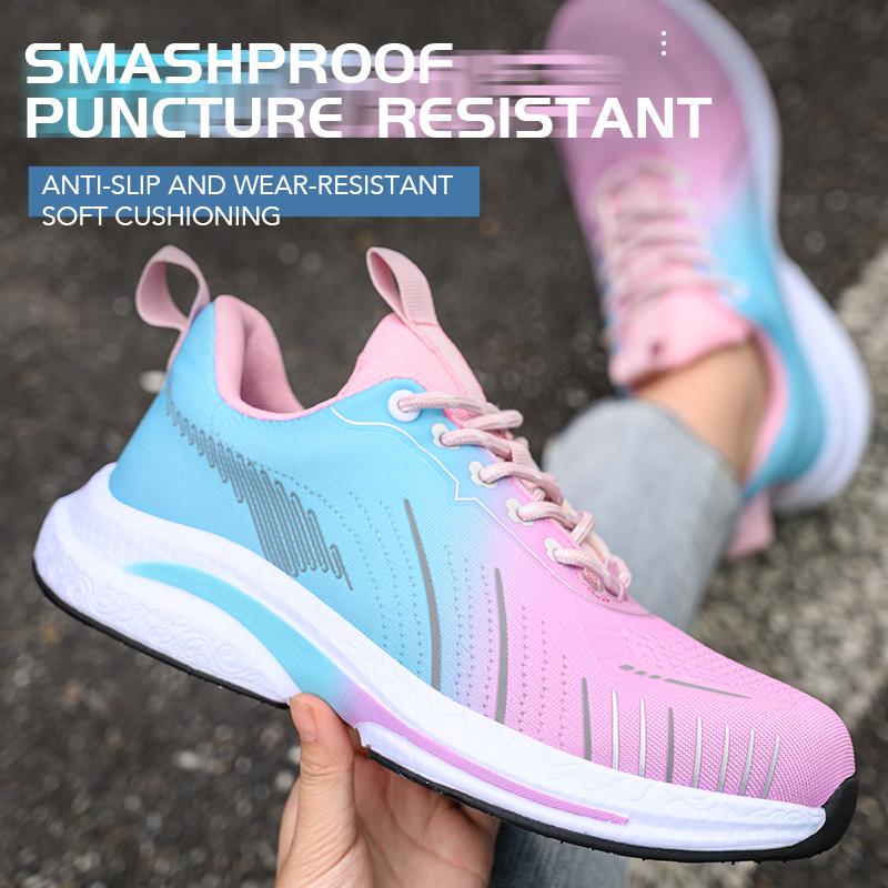 Fashion Spring Mesh Safety Shoes Women Breathable Lightweight Sports Non-slip Steel Toe Work Shoes Protective Safety Work Sneakers Woman