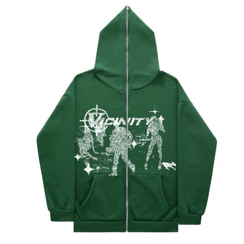 Y2K Zip-Up Hoodie Oversized Streetwear Sweatshirt With Digital Print Women