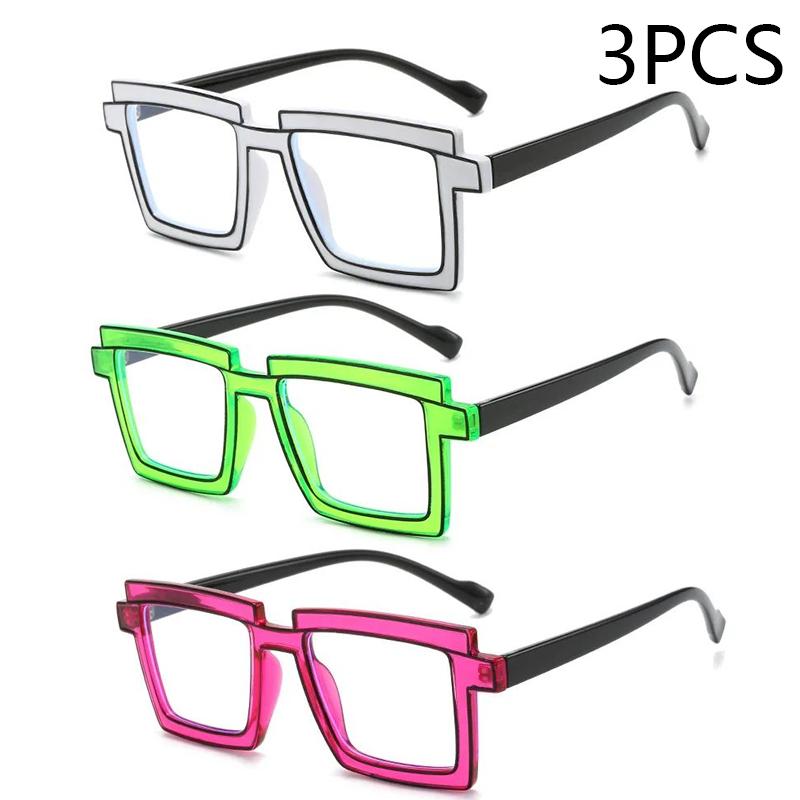 Two Dimensional Flat Lens Ins Square Anti-blue Glasses Frame Personality Trend Glasses
