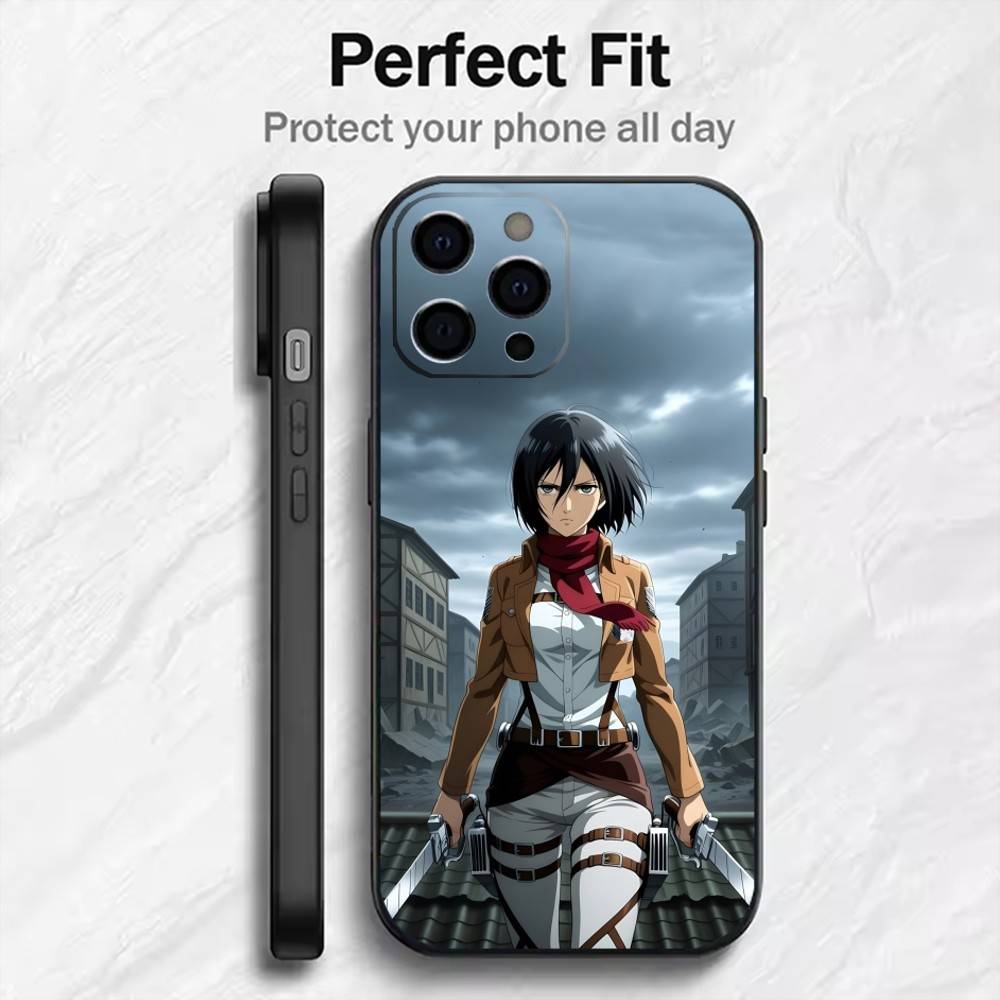 

HD Печатный Чехол для Телефона Аниме Атака Титанов Для iPhone17,16,15,14,13,12 Plus,Max Мягкий Силиконовый Черный Чехол iPhone14
