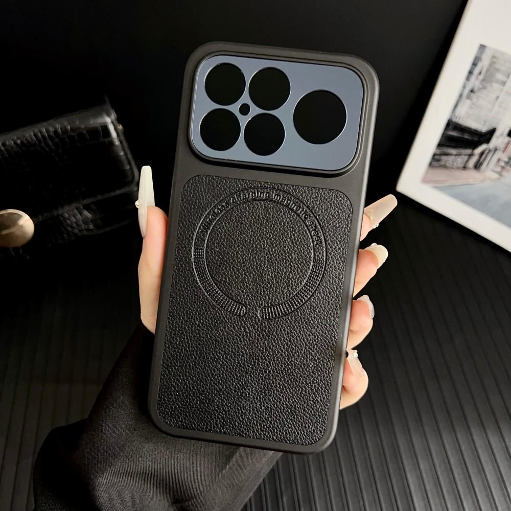 

Деловая кожа личи магнитный чехол для телефона для Xiaomi POCO F8 Pro F8 Ultra беспроводная зарядка металлический протектор камеры задняя крышка POCO F8 PRO чёрный