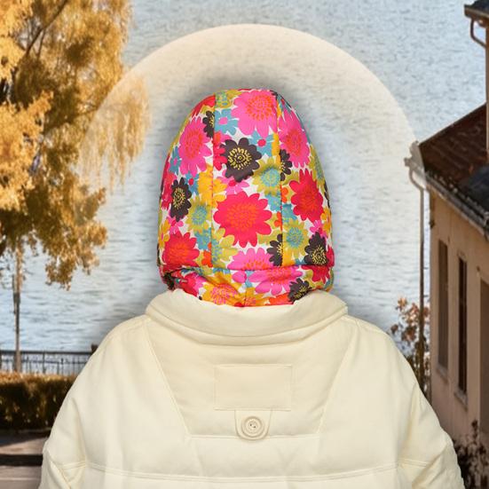 Balaclava Ski Face Cushion for Women Fleece Lined Windproof Floral Scarf Hat Thermal Face Guard Neck Warmer for Cold Weather