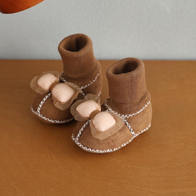 Buty Jesień/Zima dla Niemowląt i Małych Dzieci: Ciepłe, Bawełniane, Antypoślizgowe, Wzór Kreskówkowy, Wiatroszczelne, dla Dzieci w Wieku 0-1 Lat
