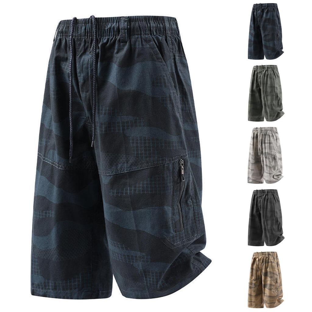 Men’s Loose Fit Casual Drawstring Shorts with Elastic Waistband and Multiple Pockets for Outdoor and Everyday Wear