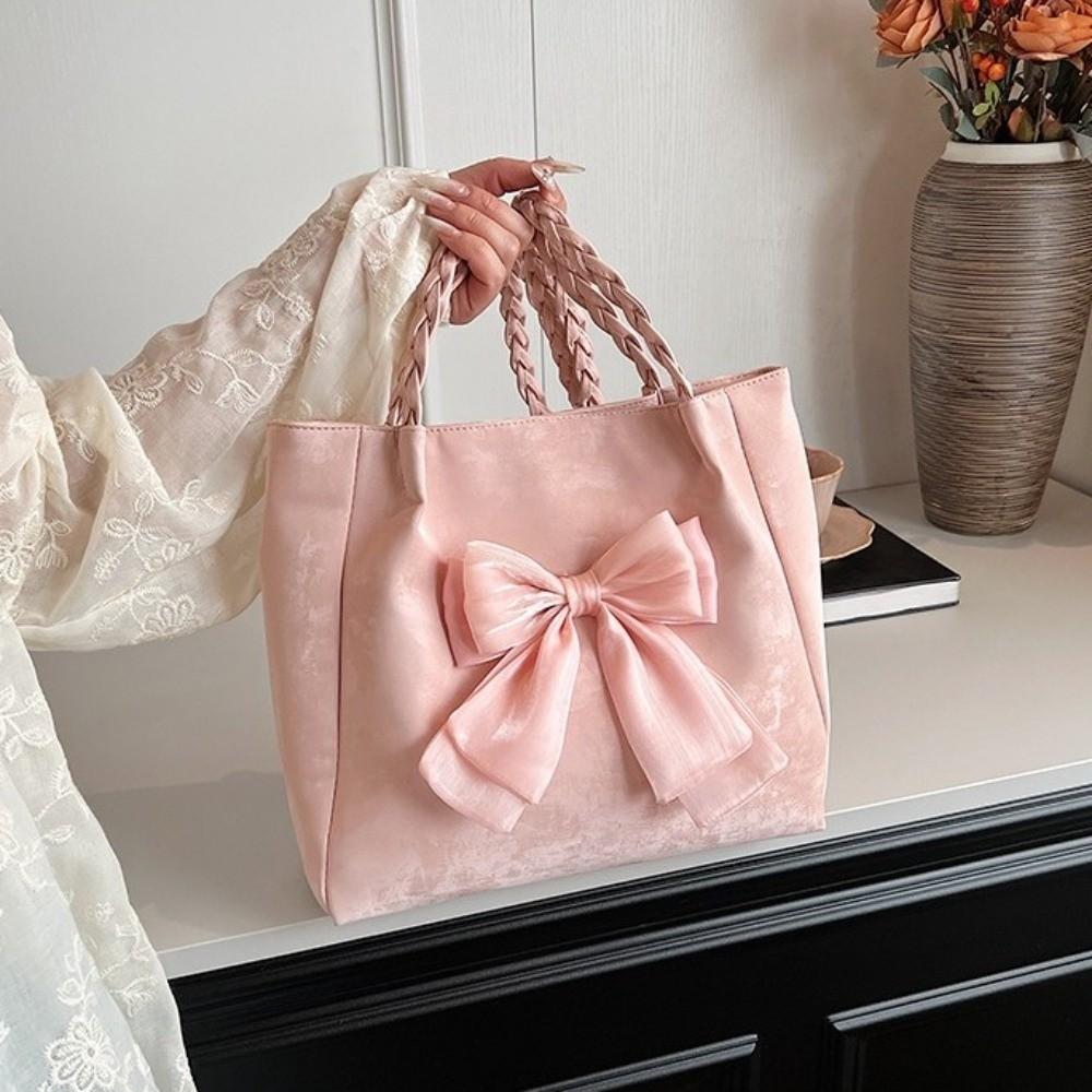 Large Capacity Bow Shoulder Bag PU Crossbody Bag Versatile Women's Shoulder Bag Daily Commute