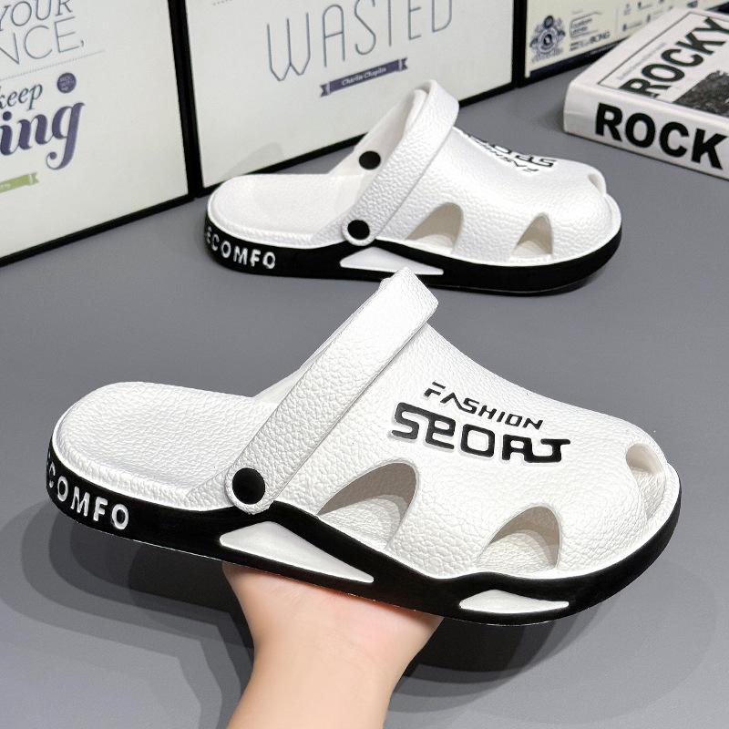 

New trendy men s hole shoes home outdoor wear-resistant comfortable lightweight casual cool slippers 38-39 білий