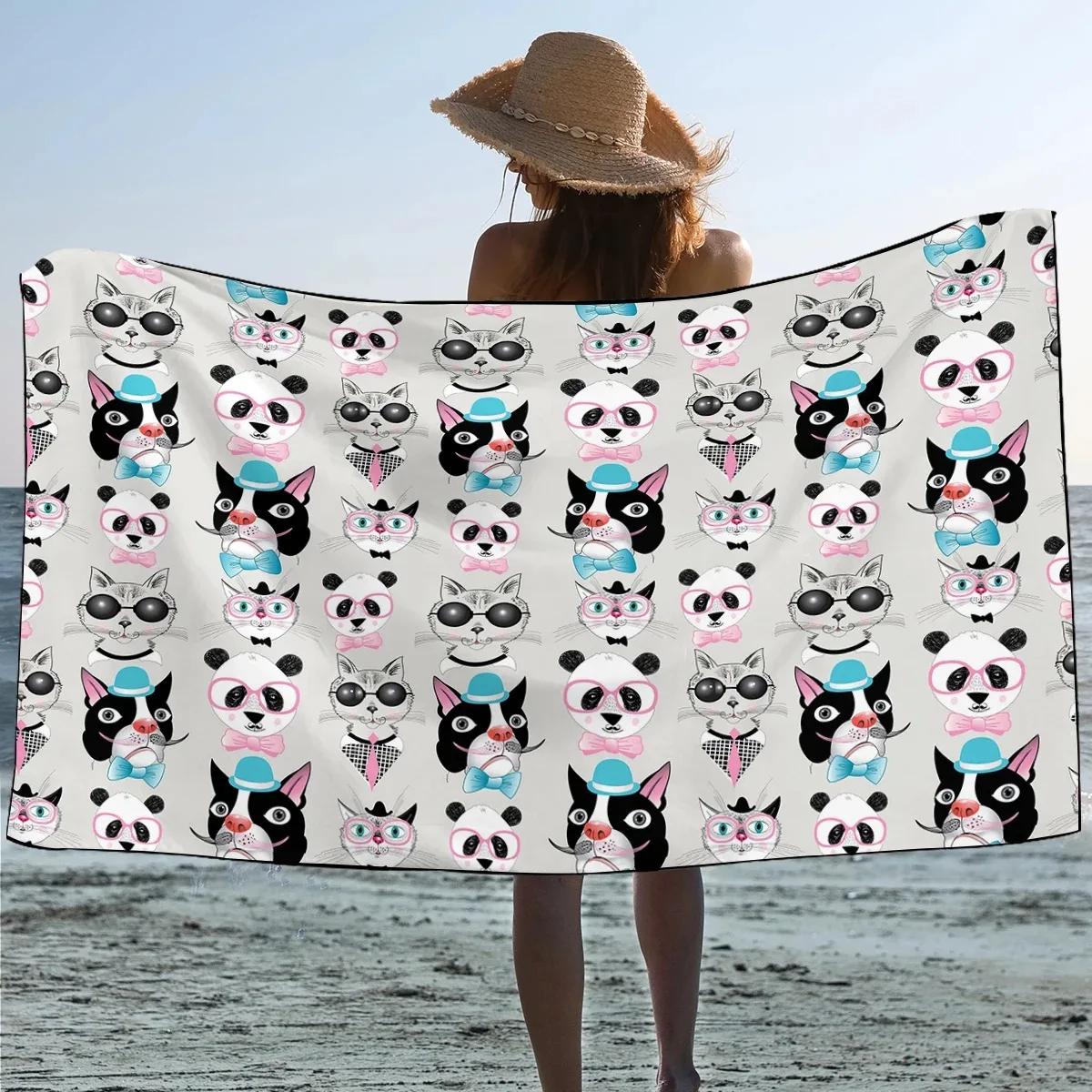 

BeddingOutlet Colorful New Clothes Dogs Bath Towel Bathroom Microfiber Large Beach White Edges Animal Watercolor Shower Towel W30*H60(CM)