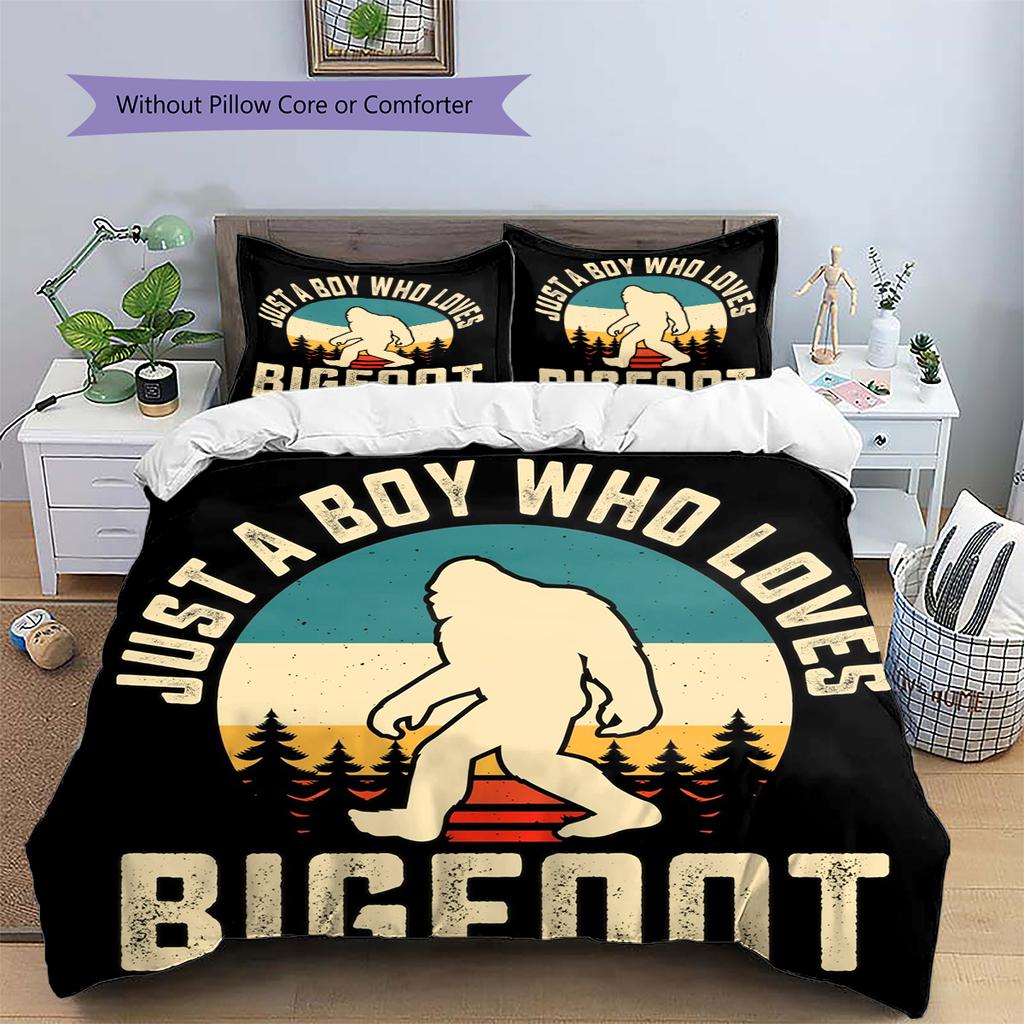 Bigfoot Pattern Bedding Home Decoration Birthday & Festival Gift (1 * duvet cover + 2 * pillowcase, without core)