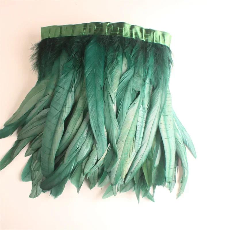 10Yard/lot Rooster Tail Feathers Trims for Needlework DIY Handicrafts 25-30cm Feather Fringes for Clothes Carnival Accessories