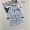 2026 SS Womens Casual Sport Tracksuit Long Sleeve Hooded Top Shorts Set Air Layer Fabric