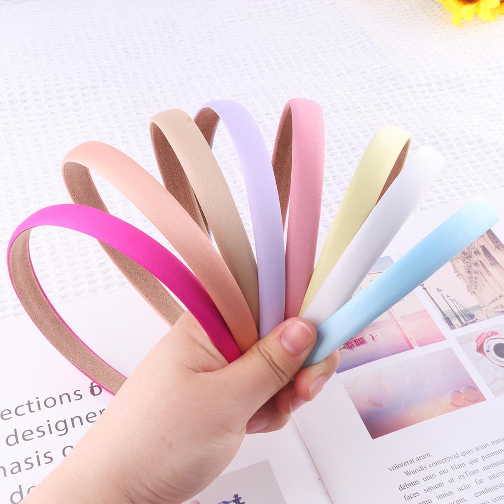 Satin Headbands 1.5cm Plain Headband Non-slip Hair Headband Colorful DIY Headbands for Women and Girls Comfortable Hairbands