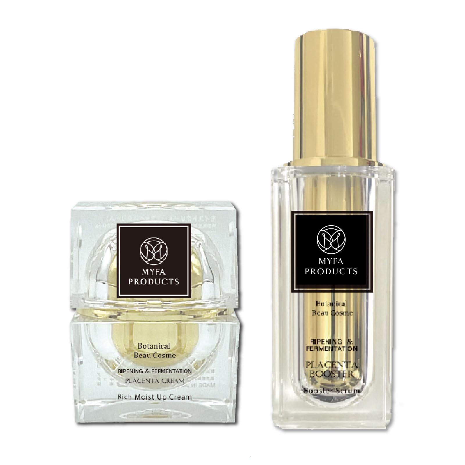 Набор: Сыворотка-бустер ферментированная и выдержанная 30 мл и Увлажняющий крем Rich Moisture Up 30 г, Плацента, Продукты Myfa
