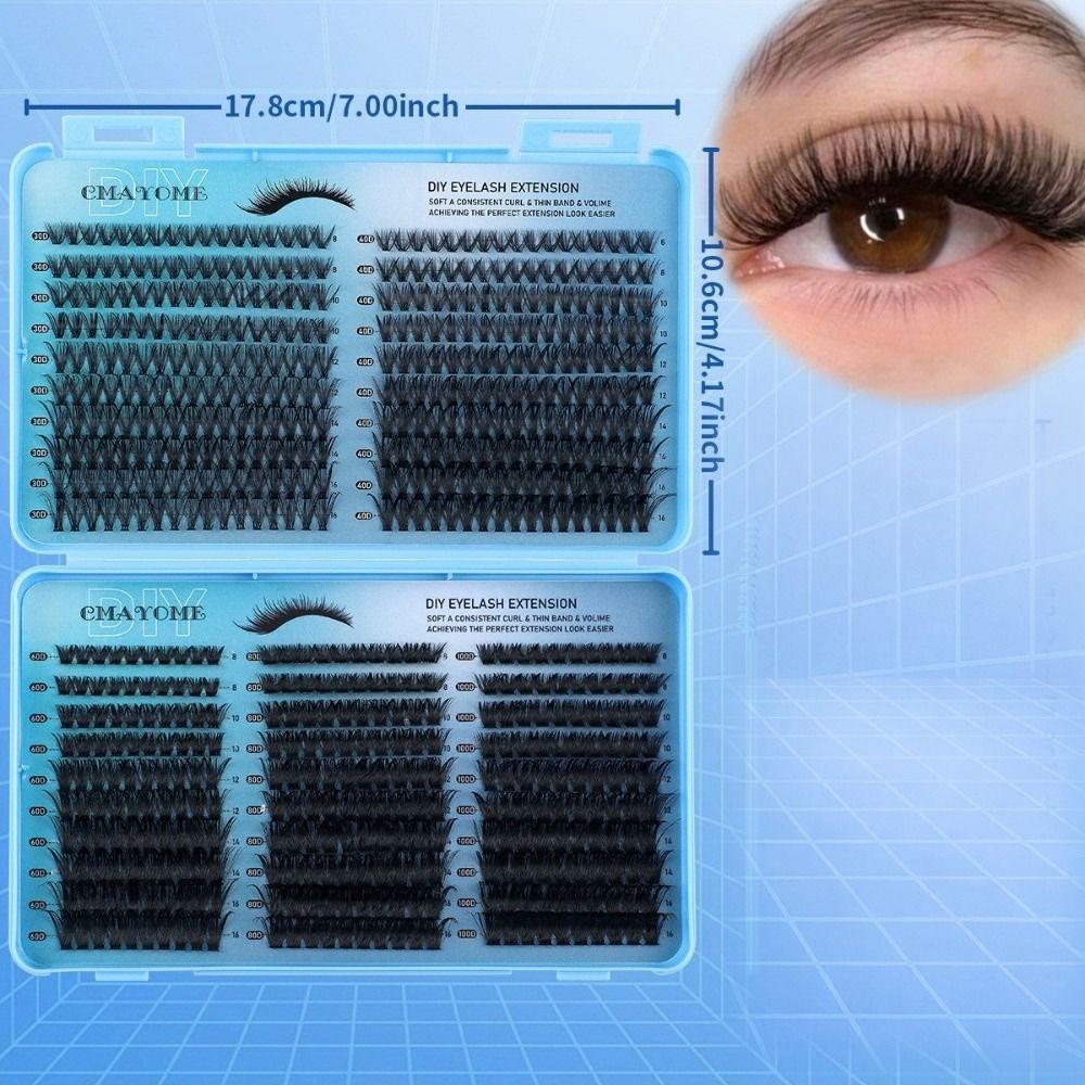 640Pcs 8-16mm Length False Eyelashes Wispy Style 3D Faux Mink Lash Eye Makeup Tools  Cat Eye Look