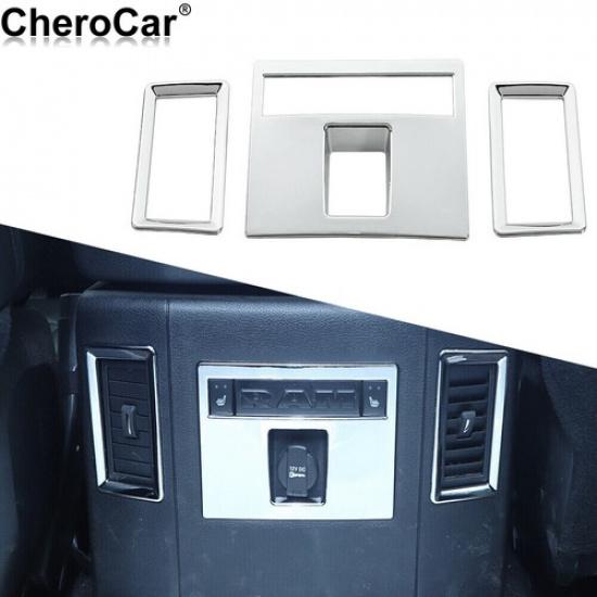 3x Rear Air Condition Vent Outlet Panel Cover Decor Frame For Dodge RAM Chrome