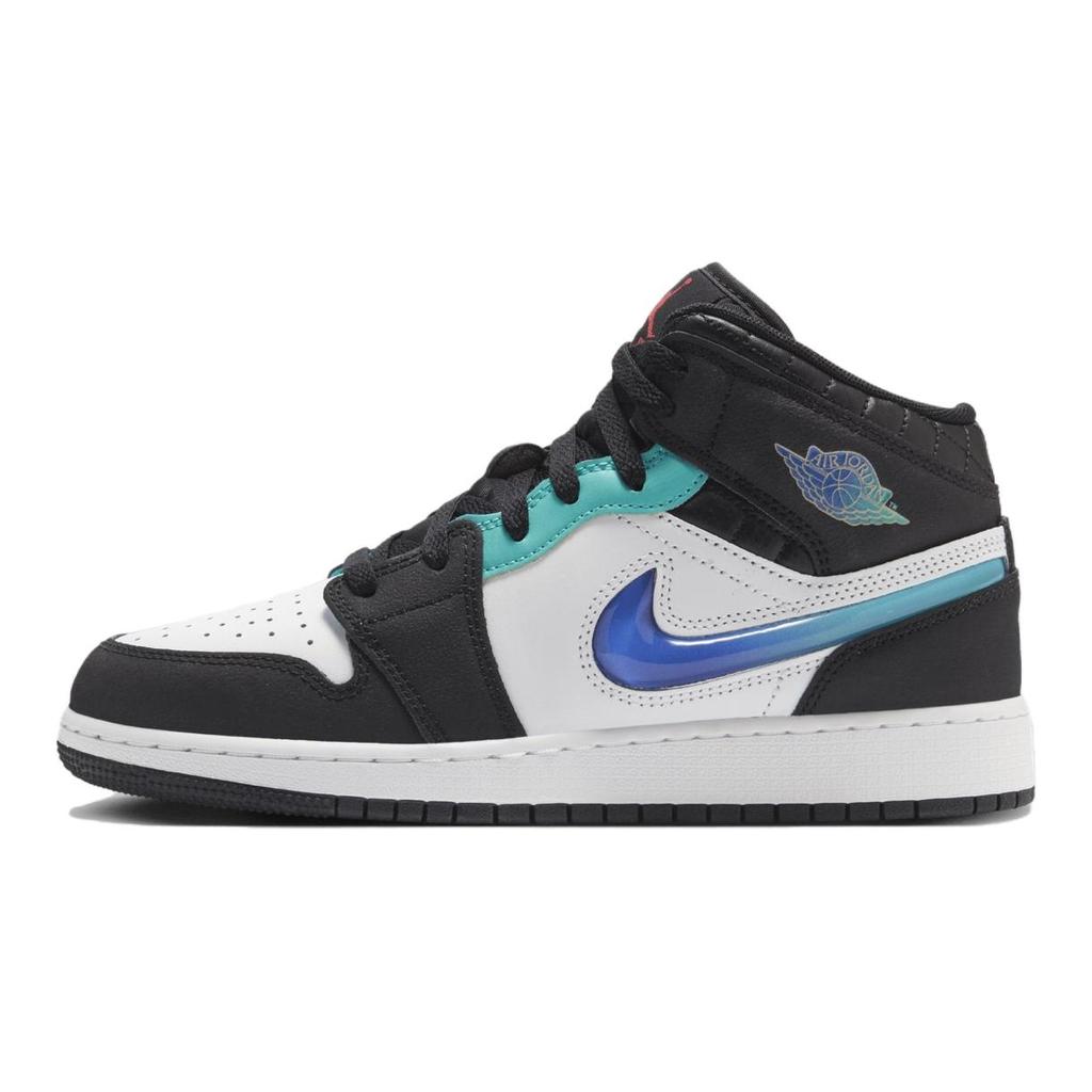 Air Jordan 1 Mid SE GS Formula 23 Pack Kids Sneakers Black White Hyper-Jade FQ8095-001