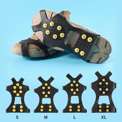 Copriscarpe Antiscivolo con 10 Ramponi per Ghiaccio e Neve per Attività all'Aperto - Ramponcini in Silicone per Trazione su Alpinismo e Arrampicata su Roccia
